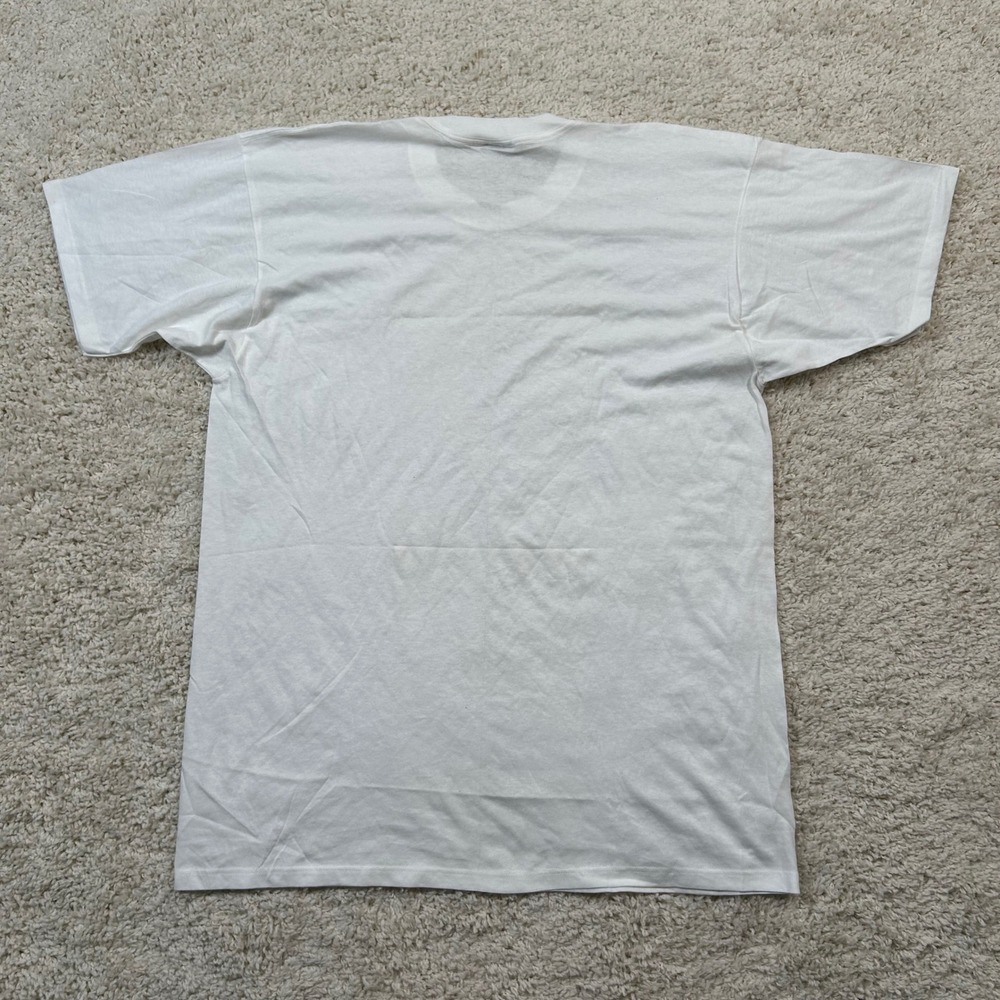 John Henry T-Shirt XL White Combed Cotton Made in USA Vintage Single Stitch